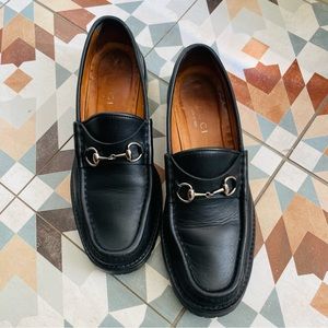 Gucci Laredo Calfskin Horsebit Lug Sole Black Loafer
